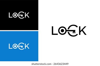 Lock Letter logo with key vector design. safe protection logo vector for brand business technology identity 