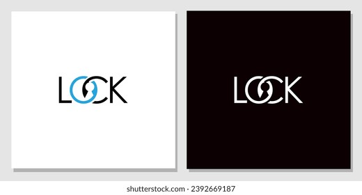 Lock lettering logo design template. Vector illustration.