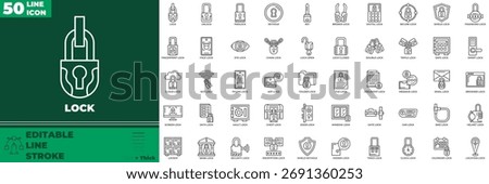 lock Line Editable Icons set. Vector illustration in modern thin line style of lock icons: security, key, padlock, etc