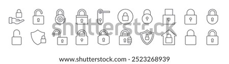 Lock Line Icon Collection. Editable Stroke. Minimalistic Linear Pictogram for Design of Cards, Apps, Banners, Posts