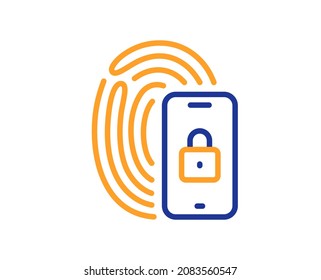 Lock line icon. Fingerprint access sign. Security padlock symbol. Colorful thin line outline concept. Linear style lock icon. Editable stroke. Vector