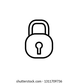 Lock Line Icon In Flat Style Vector For App, UI, Websites. Black Icon Vector Illustration.