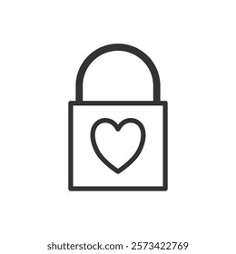 Lock line icon with heart. Vector illustration