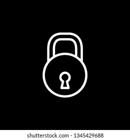 Lock Line Icon On Black Background. Black Flat Style Vector Illustration.
