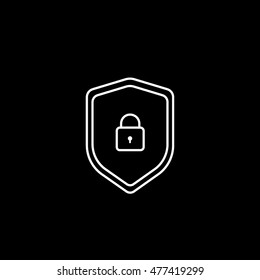 Lock Line Icon On Black Background