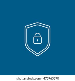 Lock Line Icon On Blue Background