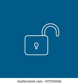 Lock Line Icon On Blue Background