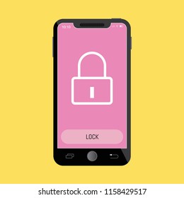 Lock Line Icon on Mobile Screen.