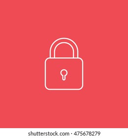 Lock Line Icon On Red Background