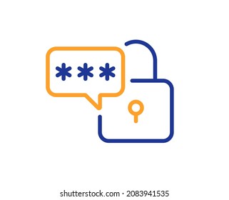 Lock line icon. Padlock password sign. Security access pass symbol. Colorful thin line outline concept. Linear style lock icon. Editable stroke. Vector