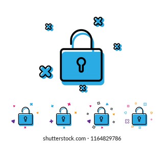 Lock line icon. Private locker sign. Password encryption symbol. Line icon with geometric elements. Bright colourful design. Vector