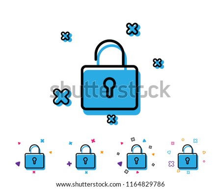 Lock line icon. Private locker sign. Password encryption symbol. Line icon with geometric elements. Bright colourful design. Vector