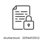 Lock line icon. Protected document sign. Padlock file symbol. Quality design element. Line style lock icon. Editable stroke. Vector
