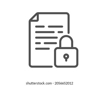 Lock Line Icon. Protected Document Sign. Padlock File Symbol. Quality Design Element. Line Style Lock Icon. Editable Stroke. Vector