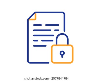 Lock line icon. Protected document sign. Padlock file symbol. Colorful thin line outline concept. Linear style lock icon. Editable stroke. Vector