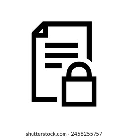 Lock line icon. Protected document sign. Padlock file symbol.
