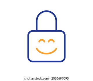 Lock line icon. Protected padlock sign. Security access with smile. Colorful thin line outline concept. Linear style lock icon. Editable stroke. Vector