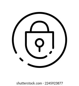 Lock line icon. Protection, password, shield, account, gadget, electronics, access, firewall, network, internet, cyber security. Security concept. Vector black line icon on a white background