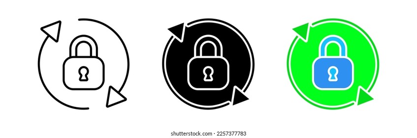 Lock line icon. Protection update, gadget, chat, community, lock, security, access, password, closed, unavailable. Vector icon in line, black and colorful style on white background