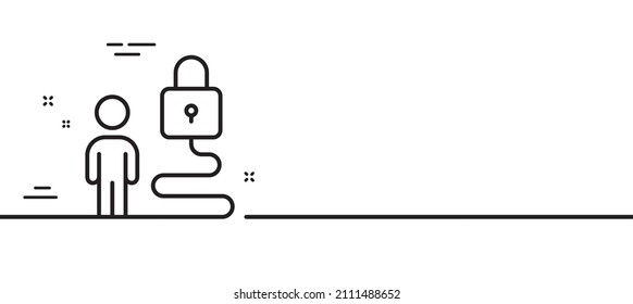 Lock line icon. Security access sign. Online padlock symbol. Minimal line illustration background. Lock line icon pattern banner. White web template concept. Vector