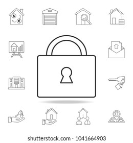 lock line icon. Set of sale real estate element icons. Premium quality graphic design. Signs, outline symbols collection icon for websites, web design, mobile app on white background
