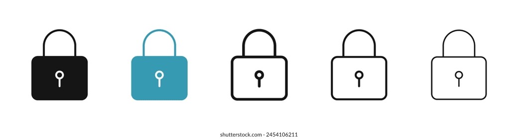 Lock line icon set. secure password privacy safeguard icon for UI designs.