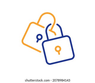 Lock line icon. Wedding padlock sign. Security access symbol. Colorful thin line outline concept. Linear style locks icon. Editable stroke. Vector