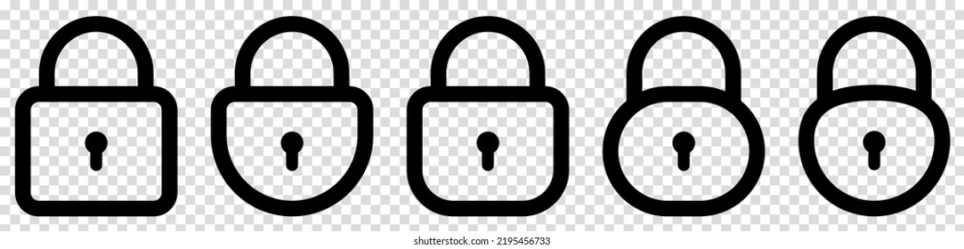 Lock line icons. Design for web and mobile app. Vector illustration isolated on transparent background