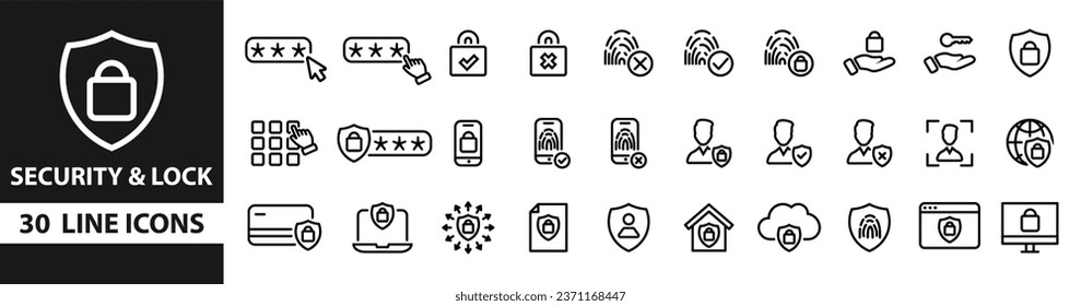 Lock line icons set. Lock ,Security, Safety,Safe,Unlock icons collection.Vector