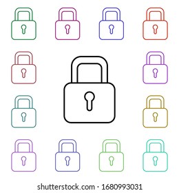Lock line multi color style icon. Simple thin line, outline vector of home things icons for ui and ux, website or mobile application