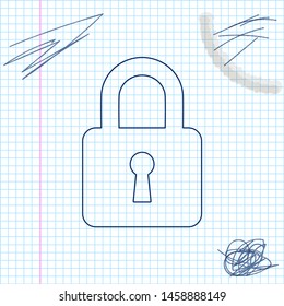 Lock line sketch icon isolated on white background. Padlock sign. Security, safety, protection, privacy concept. Vector Illustration