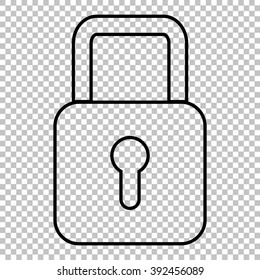 Lock line vector icon on transparent background