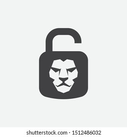 lock lion icon. lion padlock logo