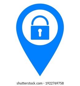 Lock and location pin on white