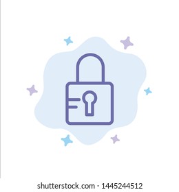 Lock, Locked, School Blue Icon on Abstract Cloud Background