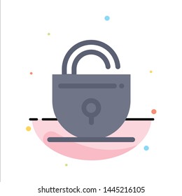 Lock, Locked, Security, Internet Abstract Flat Color Icon Template