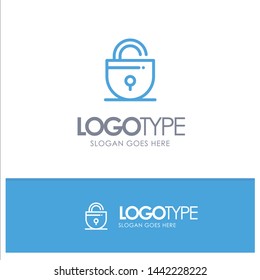 Lock, Locked, Security, Internet Blue outLine Logo with place for tagline
