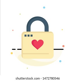 Lock, Locker, Heart, Heart Hacker, Heart Lock Abstract Flat Color Icon Template