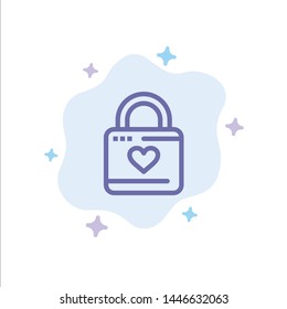 Lock, Locker, Heart, Heart Hacker, Heart Lock Blue Icon on Abstract Cloud Background