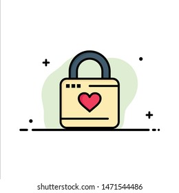 Lock, Locker, Heart, Heart Hacker, Heart Lock  Business Flat Line Filled Icon Vector Banner Template