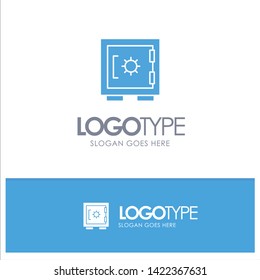 Lock, Locker, Security, Secure Blue Solid Logo with place for tagline