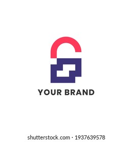 Lock Logo Abstract Unique Simple alphabet letter Unique logo for business and company. Creative lettering and corporate identity. Branding design