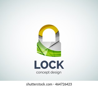 Lock logo business branding icon, created with color overlapping elements. Glossy abstract geometric style, single logotype
