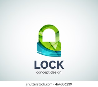 Lock logo business branding icon, created with color overlapping elements. Glossy abstract geometric style, single logotype