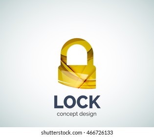 Lock logo business branding icon, created with color overlapping elements. Glossy abstract geometric style, single logotype