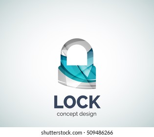 Lock logo business branding icon, created with color overlapping elements. Glossy abstract geometric style, single logotype