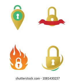 Lock logo business password security illustration vector icons emblem isolated premium symbol
