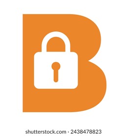 lock logo combine with letter B vector template