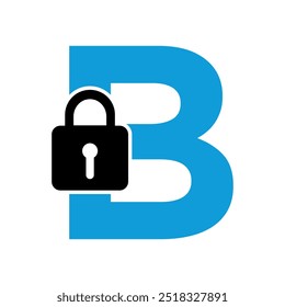  Logo de la cerradura combinado con la letra B Plantilla de Vector