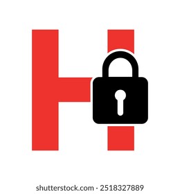  Lock Logo combine with letter H vector template